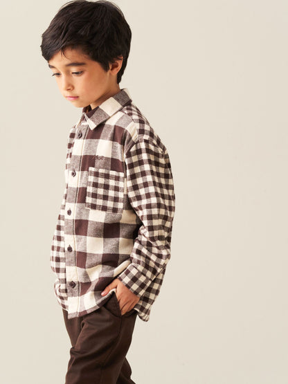 Dsiney Kidz - Angel & Rocket Brown Zayne Mixed Check Shirt image 6