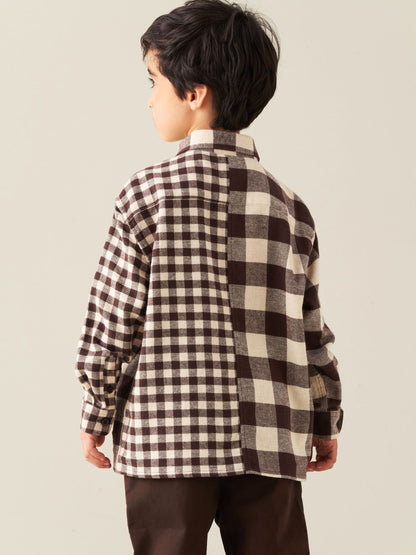 Dsiney Kidz - Angel & Rocket Brown Zayne Mixed Check Shirt image 7