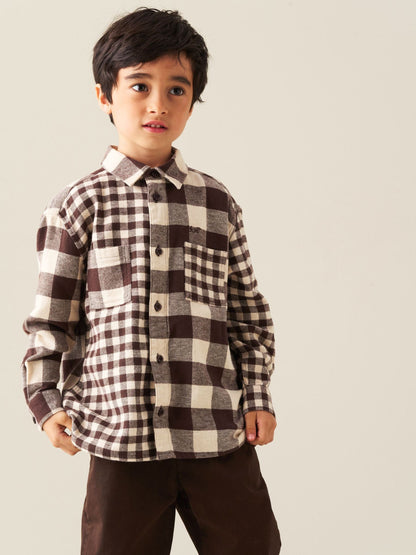 Dsiney Kidz - Angel & Rocket Brown Zayne Mixed Check Shirt image 8