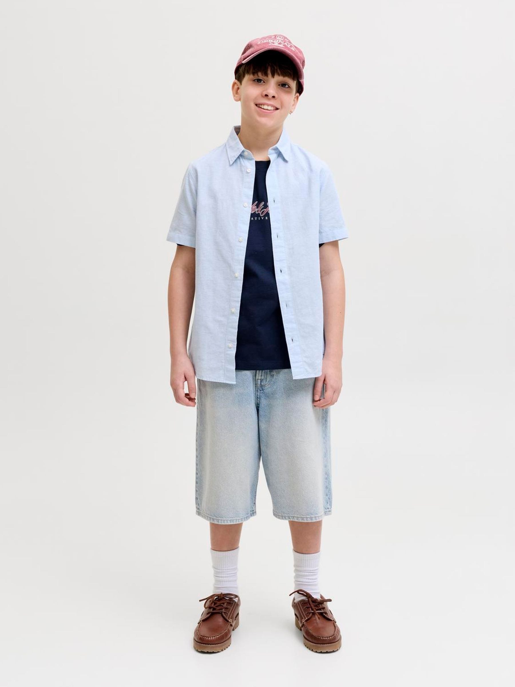 Dsiney Kidz - JACK & JONES Junior Blue Baggy Fit Ron Denim Shorts image 3