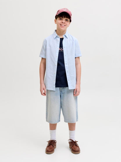 Dsiney Kidz - JACK & JONES Junior Blue Baggy Fit Ron Denim Shorts image 3