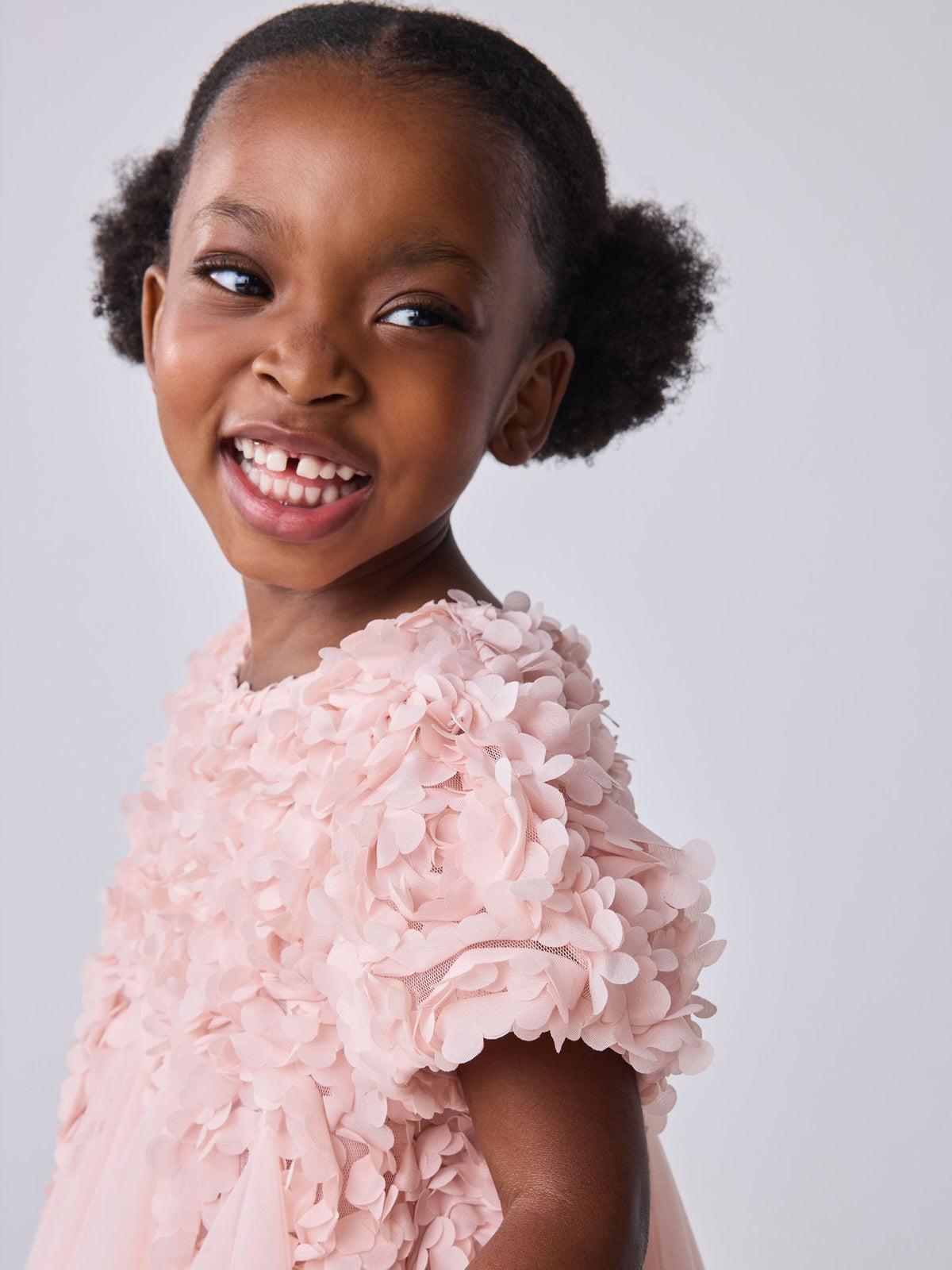 Dsiney Kidz - Baker by Ted Baker Pink 3D Textured Floral Mesh Godet Dress image 5