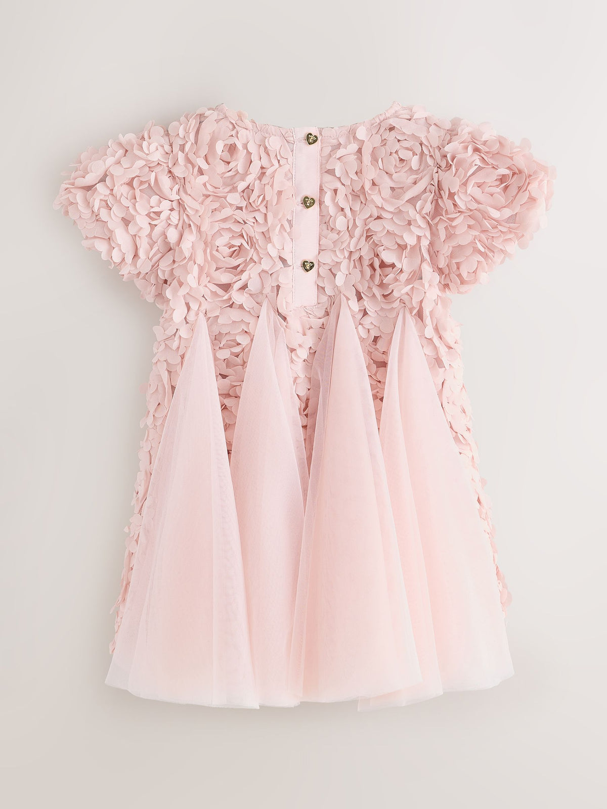 Dsiney Kidz - Baker by Ted Baker Pink 3D Textured Floral Mesh Godet Dress image 9
