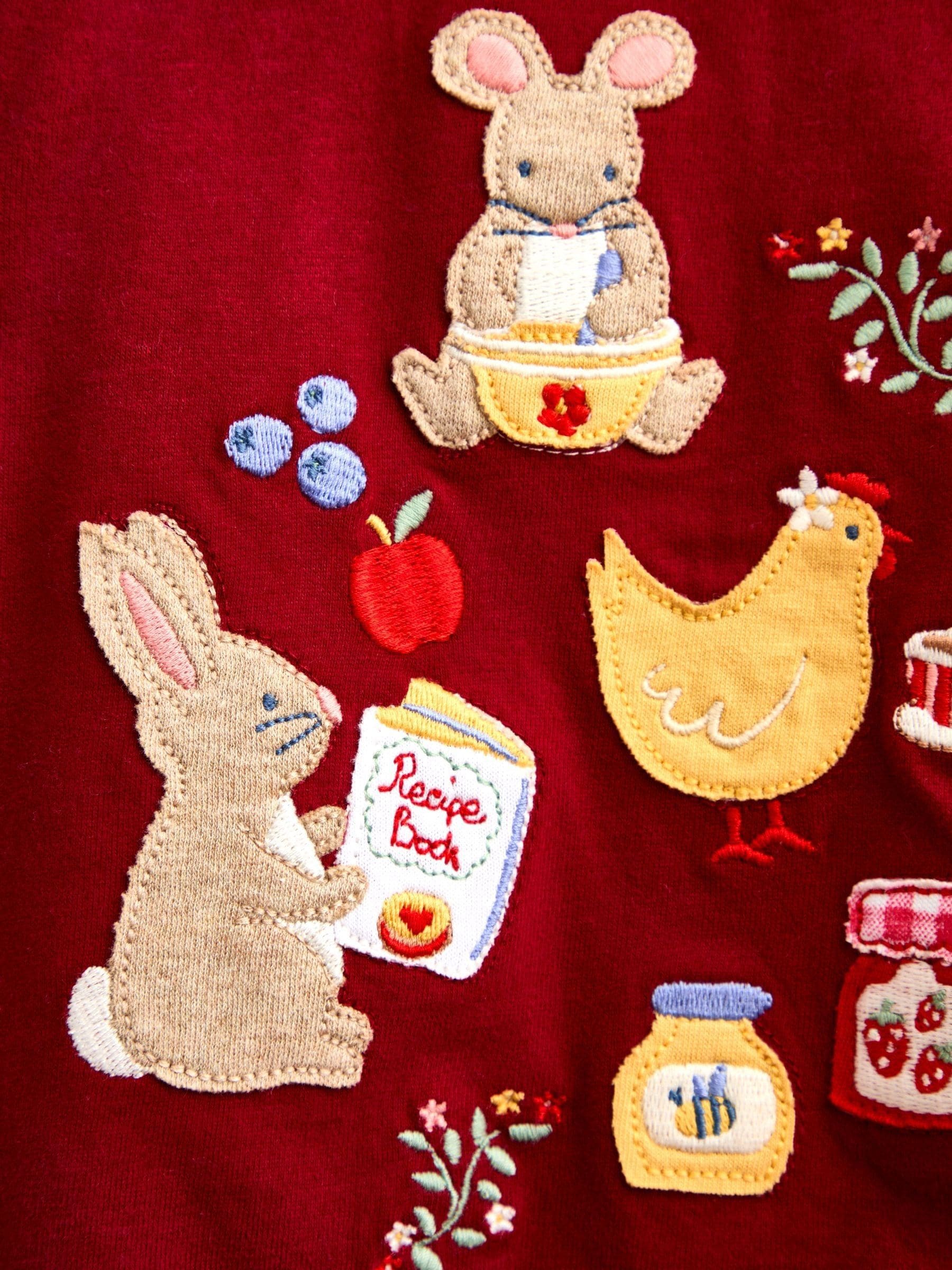 Dsiney Kidz - Jojo Maman Bébé Burgundy Red Baking Friends Appliqué Top image 3