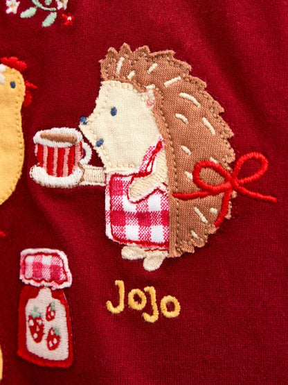 Dsiney Kidz - Jojo Maman Bébé Burgundy Red Baking Friends Appliqué Top image 4
