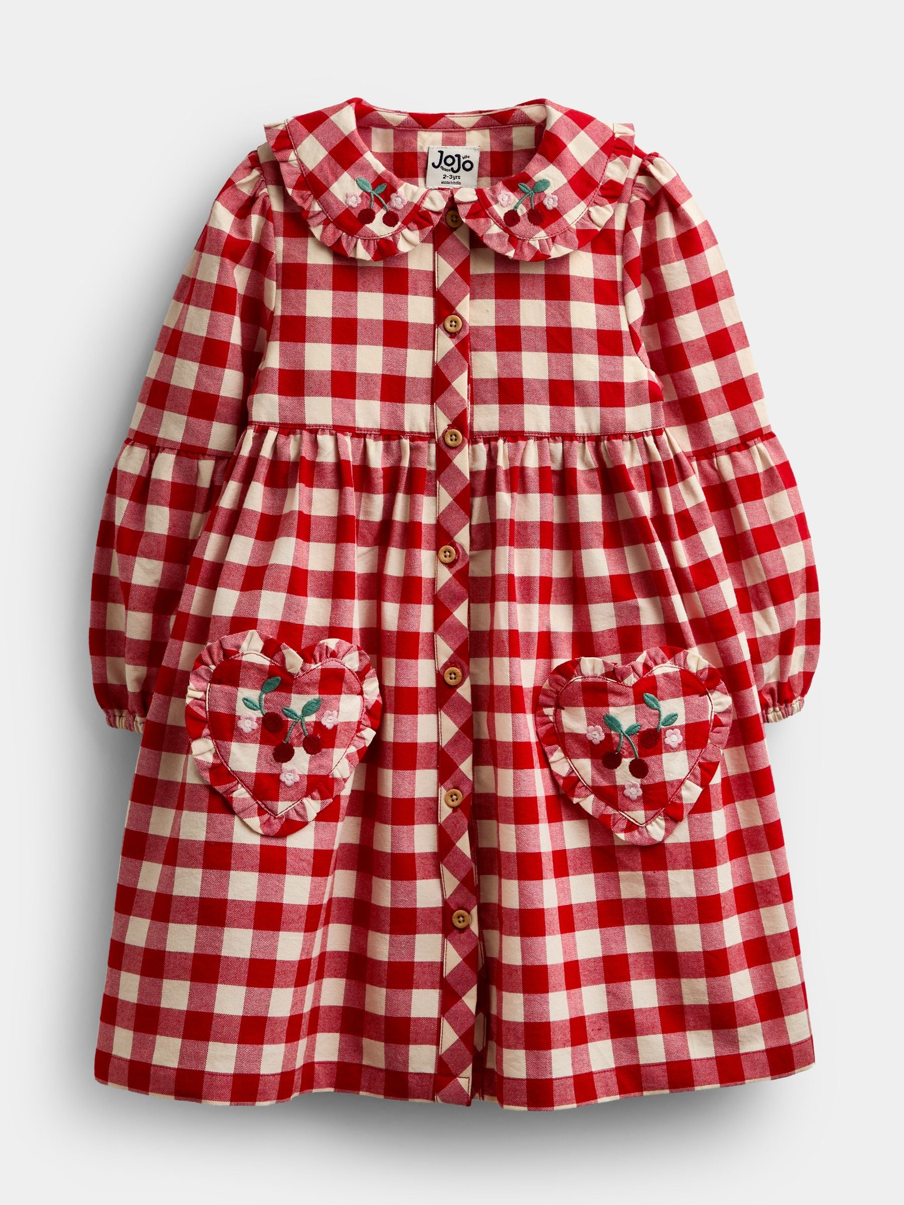 Dsiney Kidz - JoJo Maman Bébé Red Gingham Heart Pocket Dress image 2
