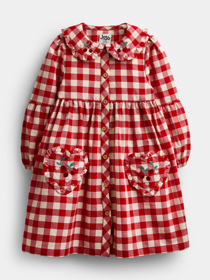 Dsiney Kidz - JoJo Maman Bébé Red Gingham Heart Pocket Dress image 2