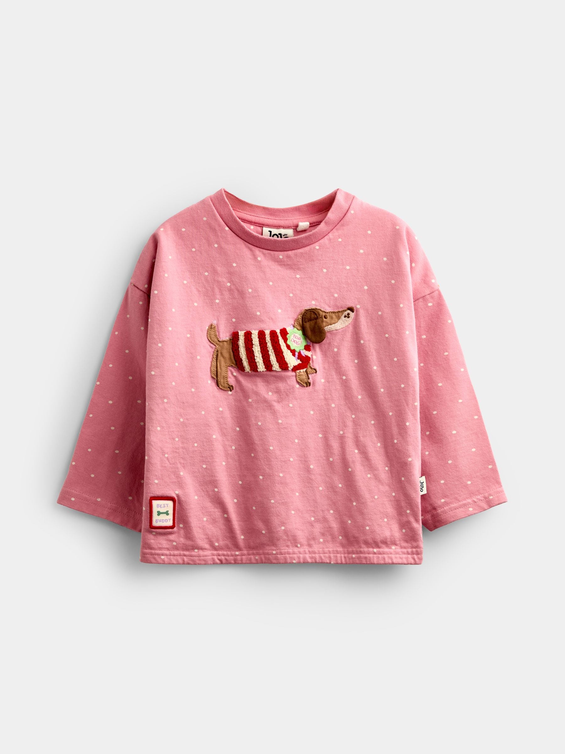 Dsiney Kidz - JoJo Maman Bébé Pink Dog Appliqué Long Sleeve Top image 1