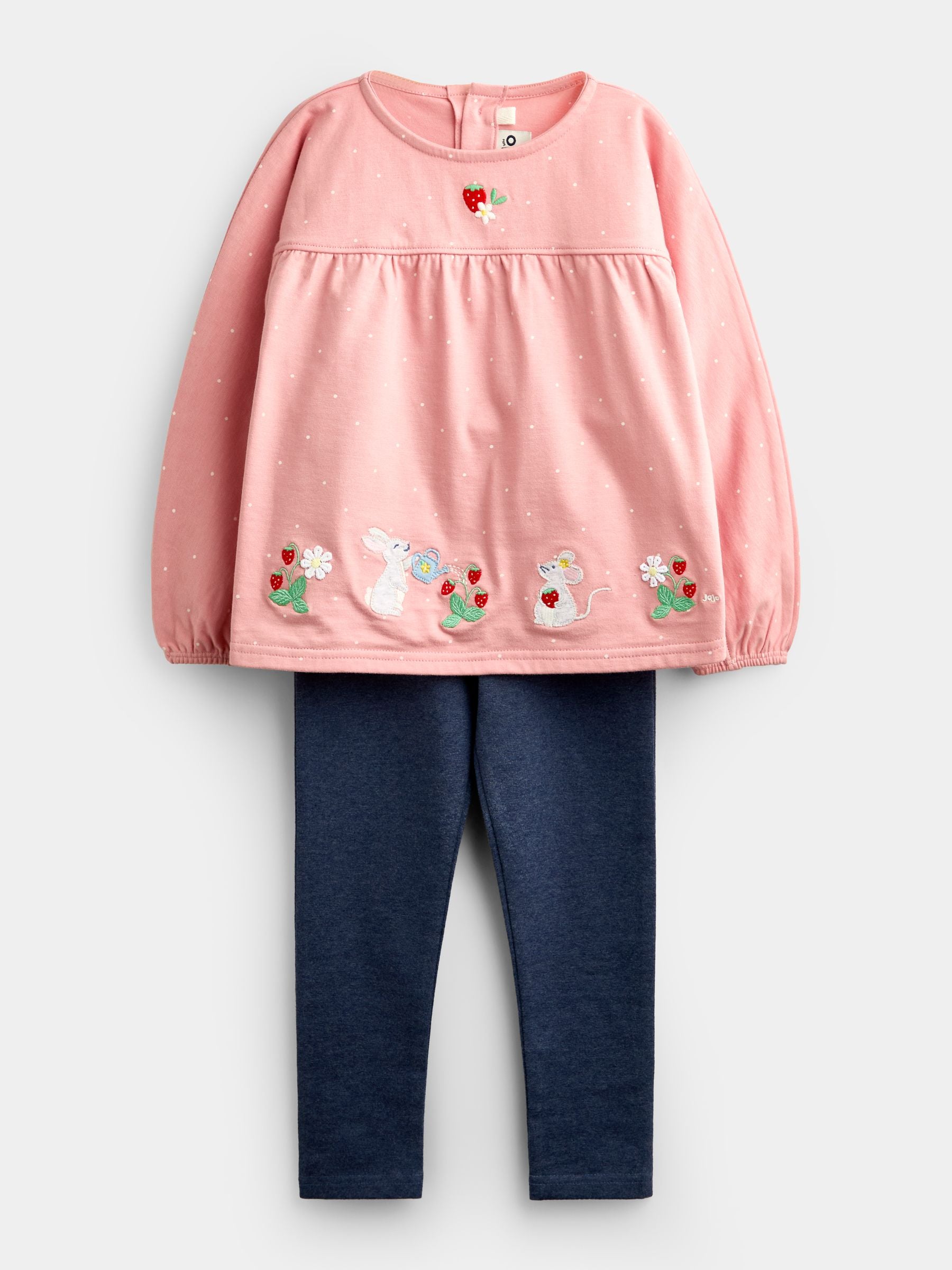 Dsiney Kidz - Jojo Maman Bébé Pink Mouse & Strawberry Appliqué Tunic & Legging Set image 1
