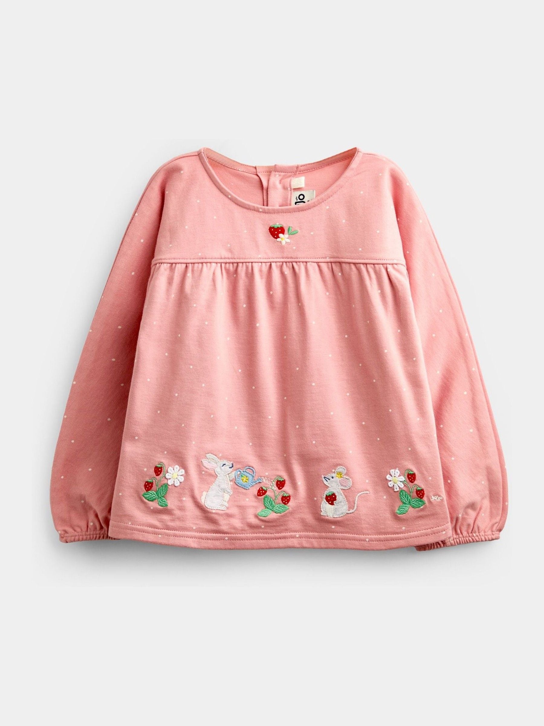 Jojo Maman Bébé Pink Mouse & Strawberry Appliqué Tunic & Legging Set image 2