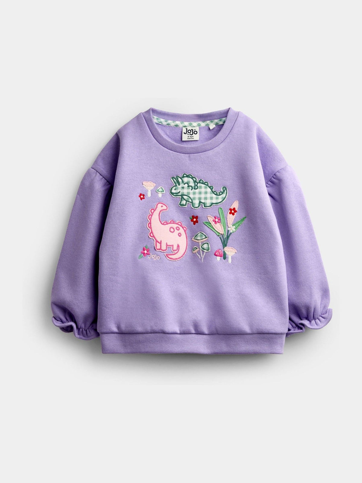 JoJo Maman Bébé Purple Dino Patchwork Appliqué Sweatshirt - image 1