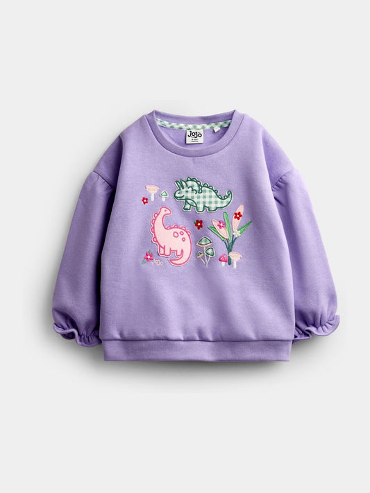 JoJo Maman Bébé Purple Dino Patchwork Appliqué Sweatshirt - image 1