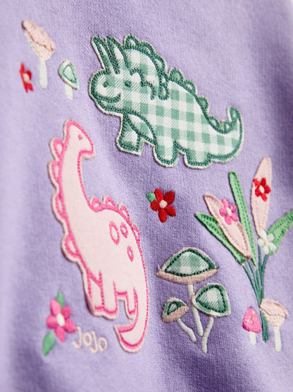 JoJo Maman Bébé Purple Dino Patchwork Appliqué Sweatshirt - image 4