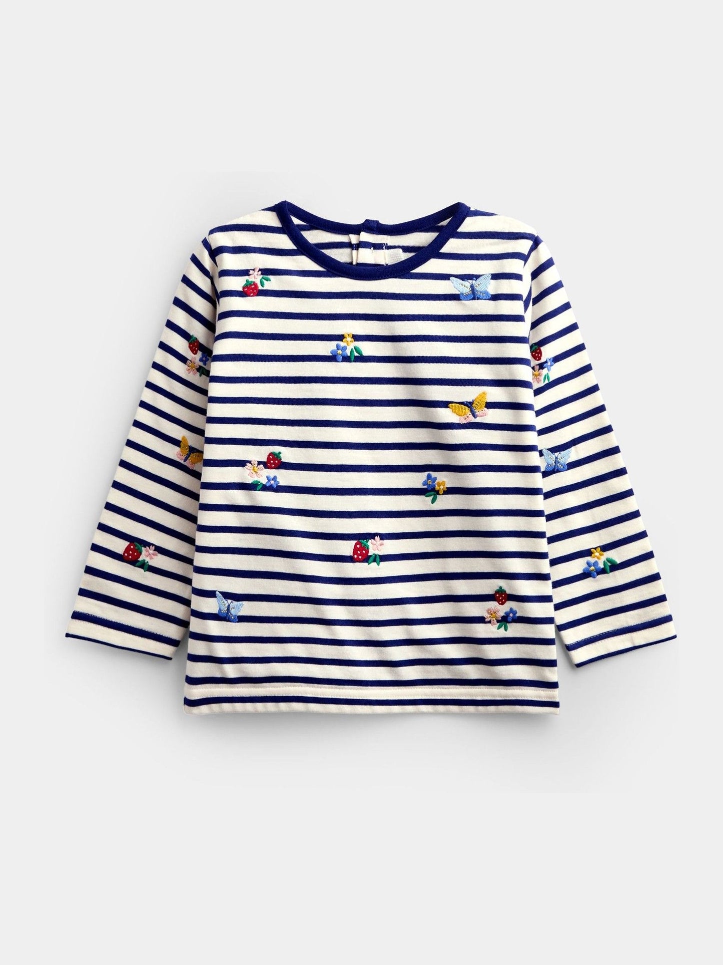 Dsiney Kidz - Jojo Maman Bébé Navy Blue Floral Embroidered Top image 2