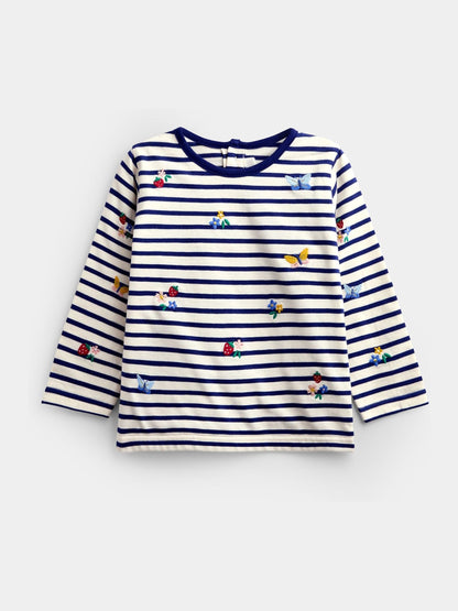 Dsiney Kidz - Jojo Maman Bébé Navy Blue Floral Embroidered Top image 2