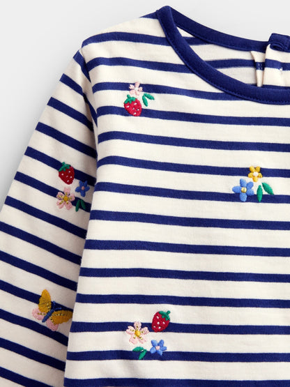 Dsiney Kidz - Jojo Maman Bébé Navy Blue Floral Embroidered Top image 4