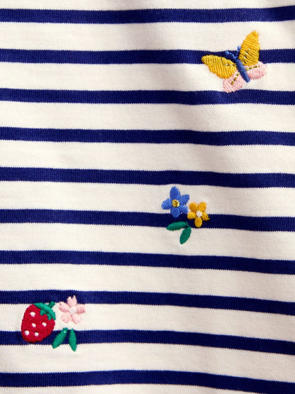Dsiney Kidz - Jojo Maman Bébé Navy Blue Floral Embroidered Top image 5