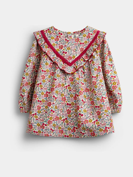 Dsiney Kidz - JoJo Maman Bébé Burgundy Red Floral Frill Top & Rib Legging Set image 2