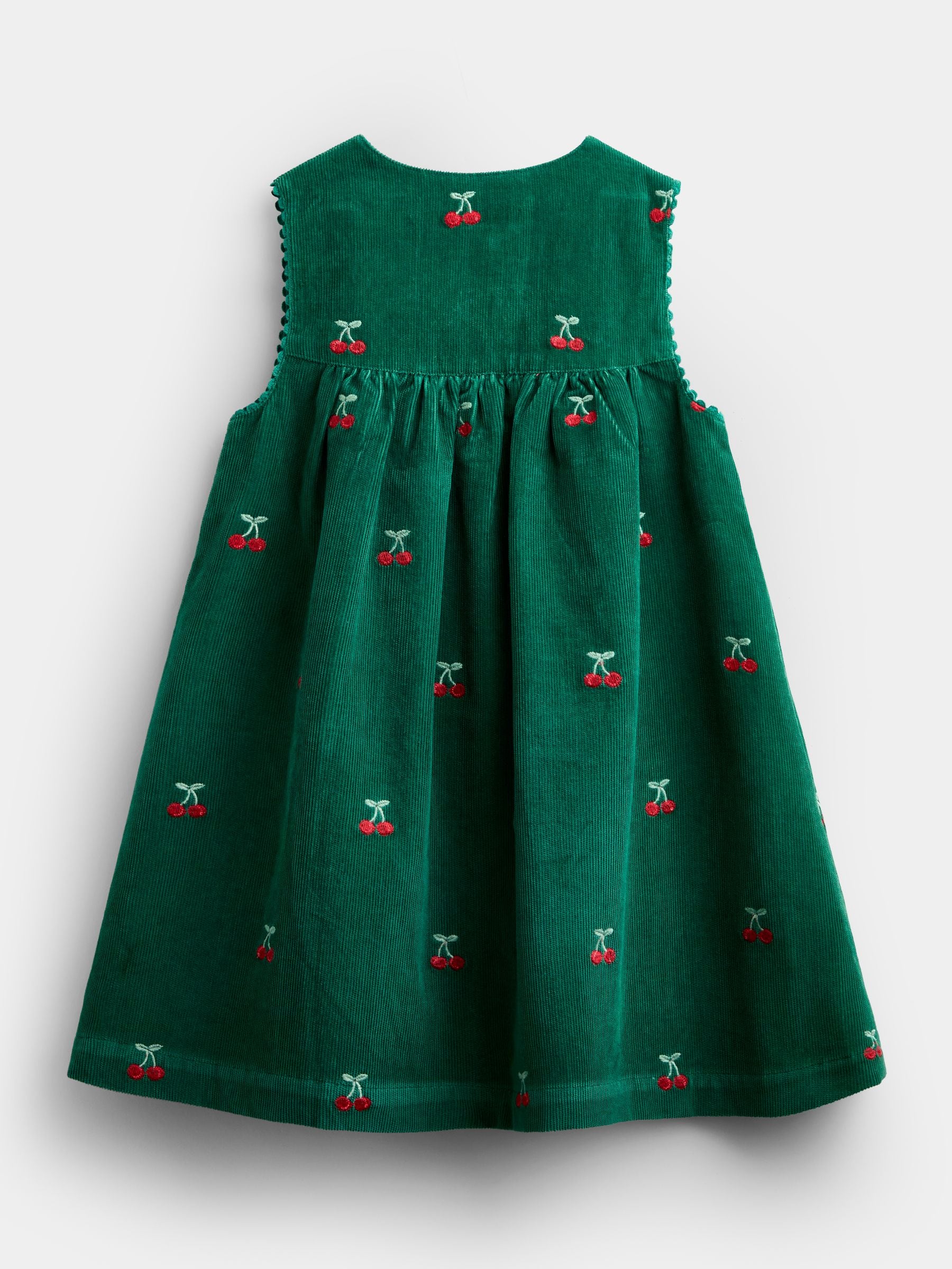 Dsiney Kidz - JoJo Maman Bébé Green Cherry Embroidered Cord Dress image 2