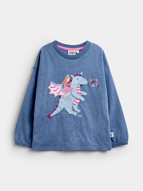 Dsiney Kidz - JoJo Maman Bébé Blue Dragon Appliqué Long Sleeve Top image 1