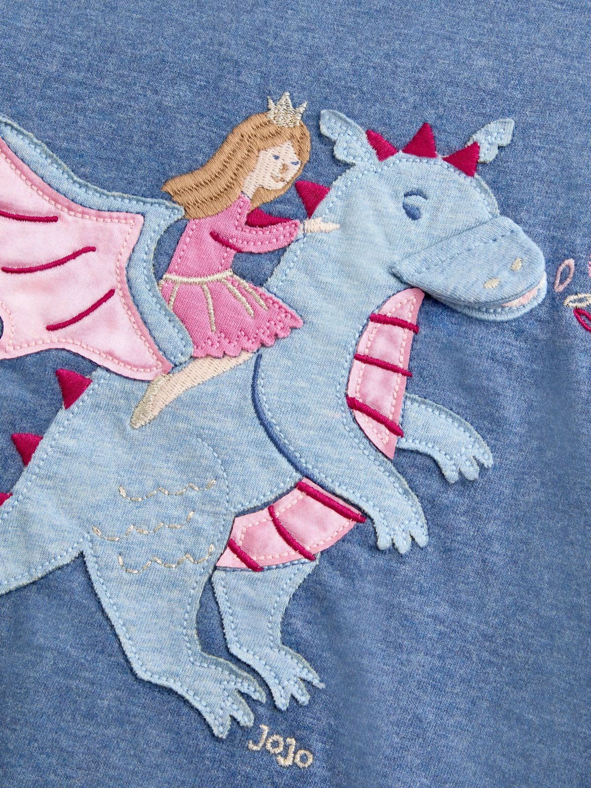 Dsiney Kidz - JoJo Maman Bébé Blue Dragon Appliqué Long  Sleeve Top image 3