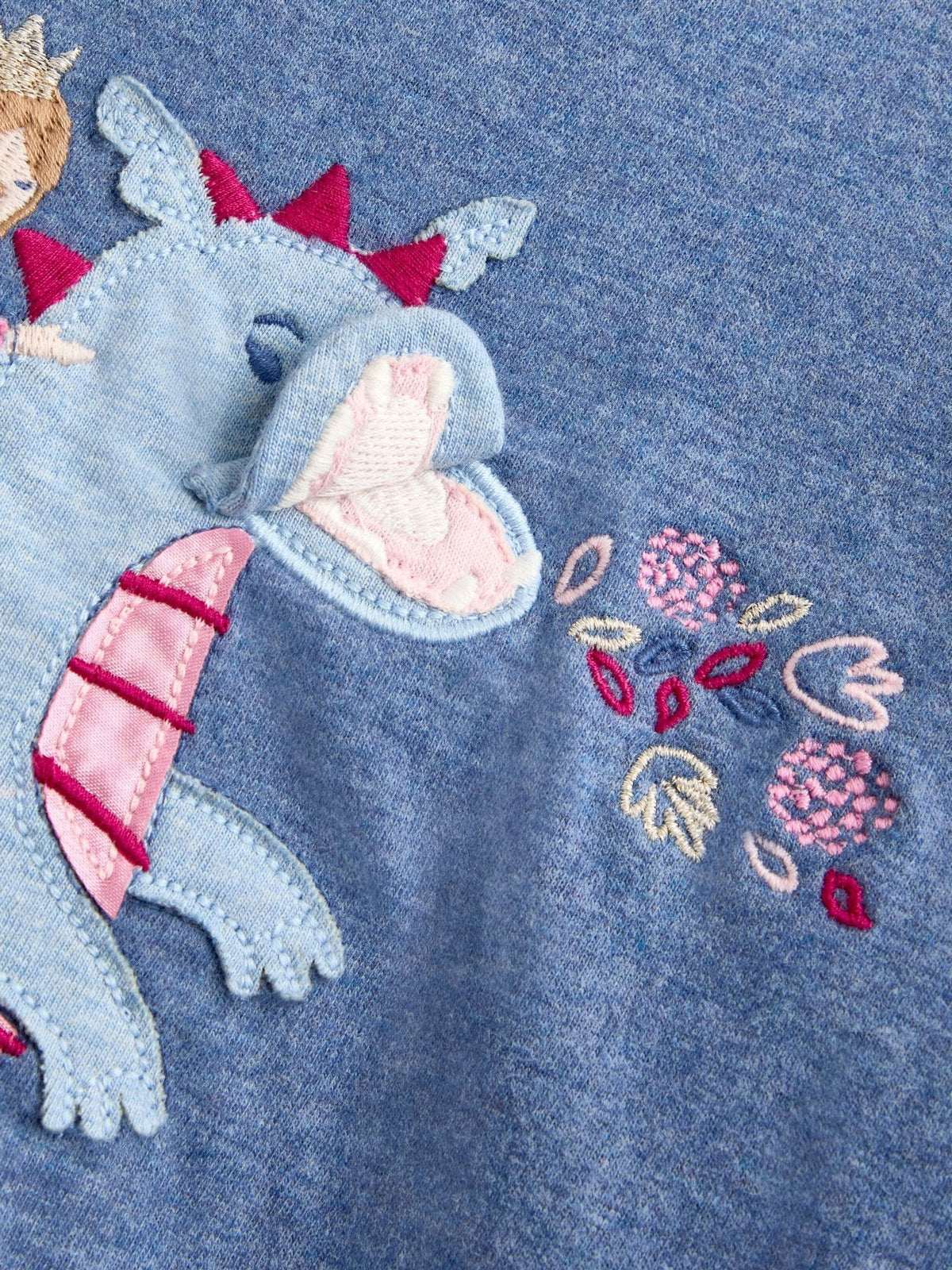 Dsiney Kidz - JoJo Maman Bébé Blue Dragon Appliqué Long  Sleeve Top image 4