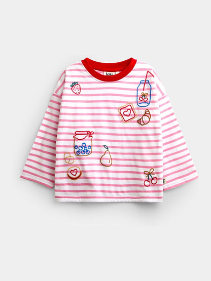 Dsiney Kidz - Jojo Maman Bébé Pink Breakfast Embroidered Top image 1
