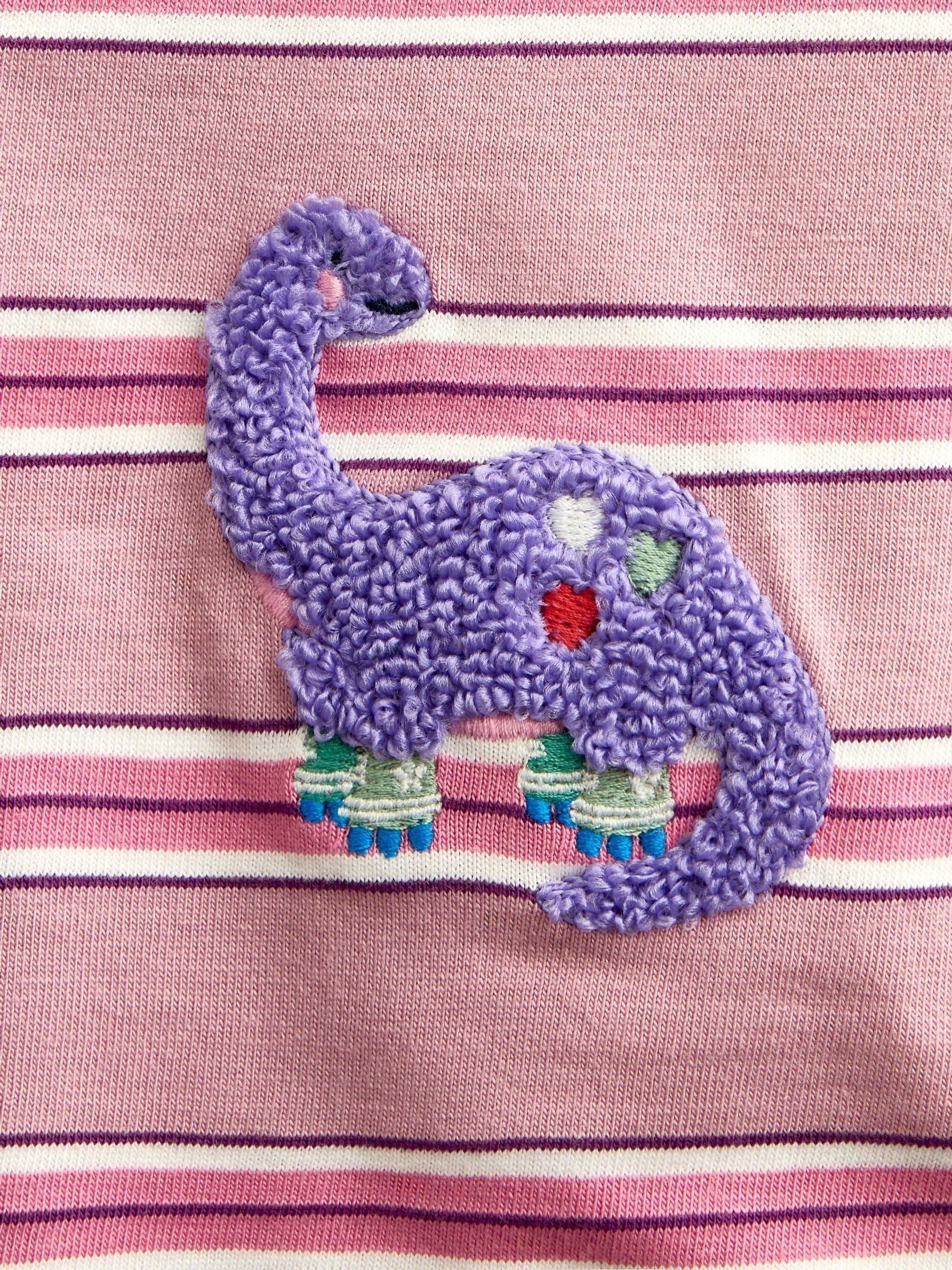 Dsiney Kidz - Jojo Maman Bébé Pink Stripe Dino Appliqué Top image 4