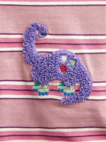 Dsiney Kidz - Jojo Maman Bébé Pink Stripe Dino Appliqué Top image 4