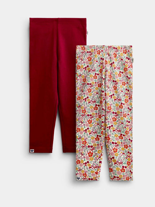 Dsiney Kidz - Jojo Maman Bébé Rust Orange Ditsy Floral 2-Pack Leggings image 1