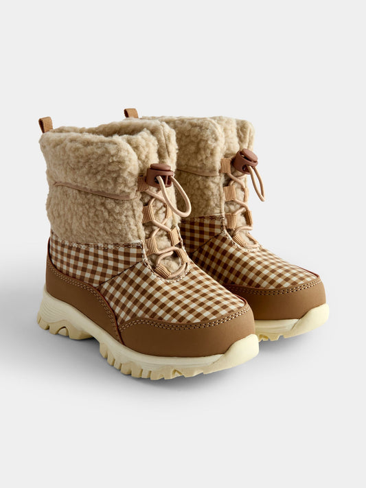 JoJo Maman Bébé Brown Gingham Cosy Snow Boots - image 1