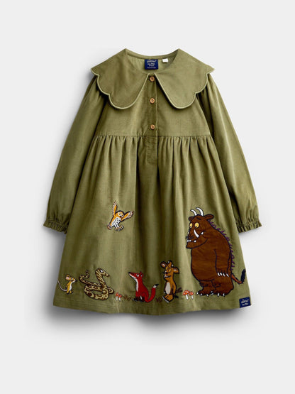 Dsiney Kidz - Jojo Maman Bébé Khaki Green The Gruffalo Appliqué Collar Dress image 1