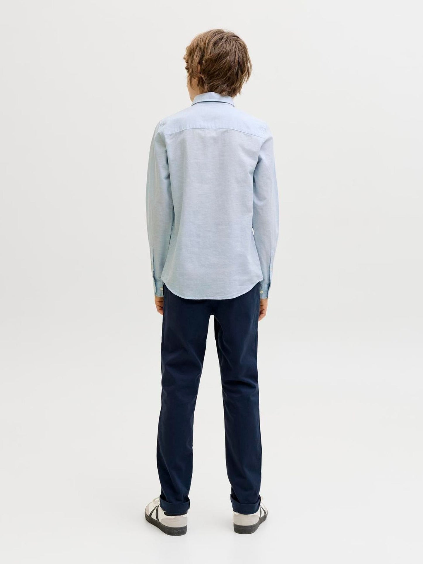 Dsiney Kidz - JACK & JONES JUNIOR Blue Linen Blend Long Sleeve Shirt image 2