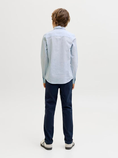 Dsiney Kidz - JACK & JONES JUNIOR Blue Linen Blend Long Sleeve Shirt image 2