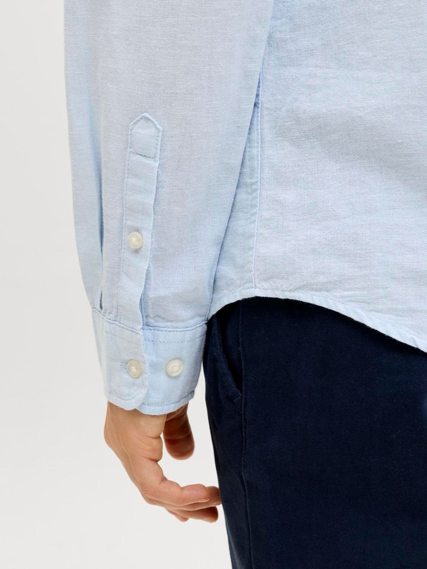 Dsiney Kidz - JACK & JONES JUNIOR Blue Linen Blend Long Sleeve Shirt image 4
