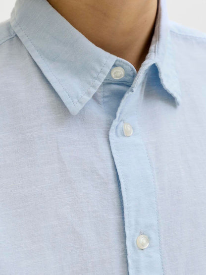 Dsiney Kidz - JACK & JONES JUNIOR Blue Linen Blend Long Sleeve Shirt image 5