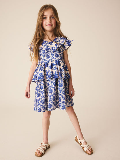 Dsiney Kidz - Blue Floral Ruffle Collar Dress (3-16yrs) image 2
