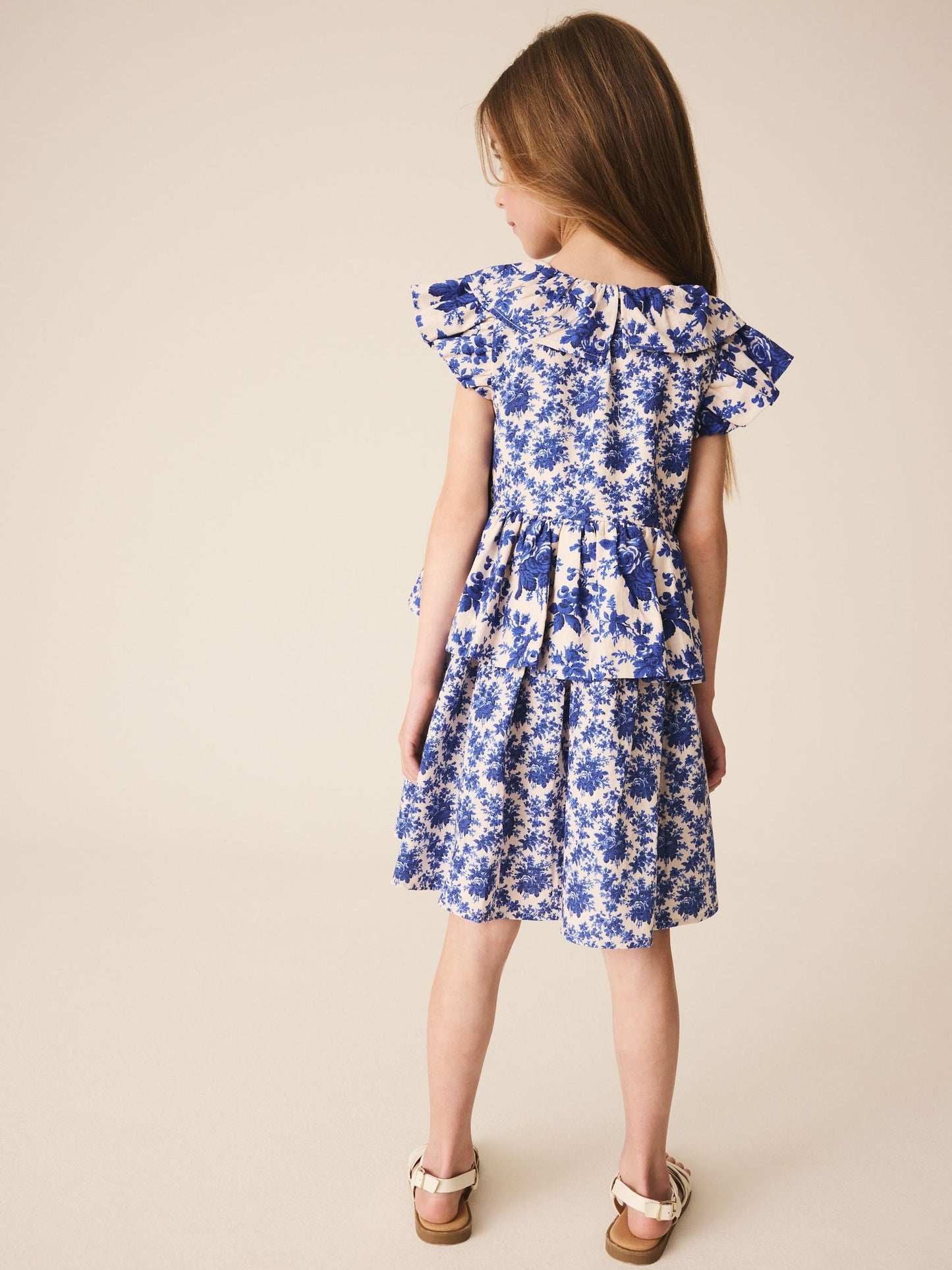 Dsiney Kidz - Blue Floral Ruffle Collar Dress (3-16yrs) image 3