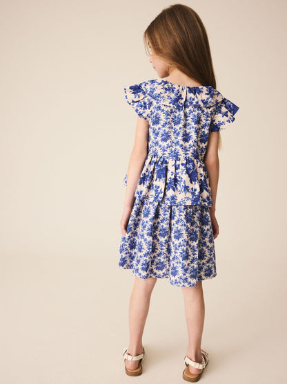Dsiney Kidz - Blue Floral Ruffle Collar Dress (3-16yrs) image 3