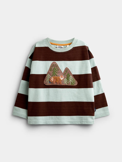 Dsiney Kidz - JoJo Maman Bébé Blue & Brown Panda Appliqué Top image 1