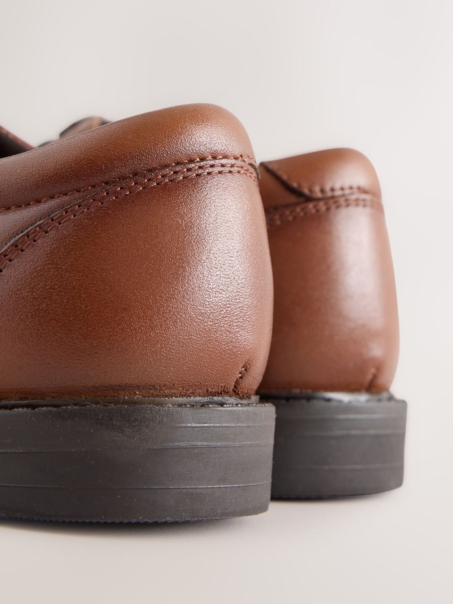 Tan Brown Leather Elastic Lace Wing Cap Shoes image 4