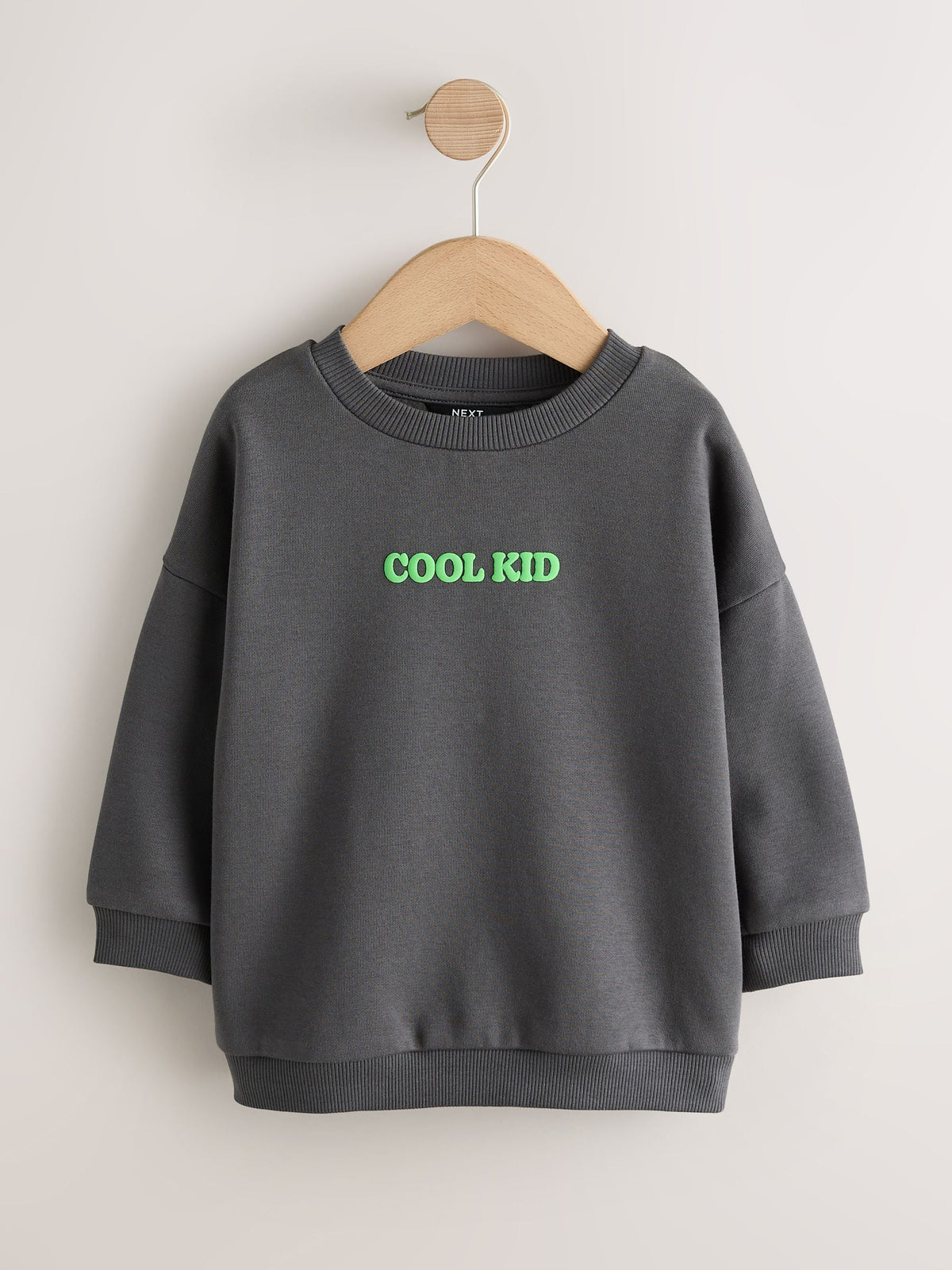 Charcoal Grey Cool Kid Printed Crew Neck Sweat Top (3mths-7yrs) - image 1