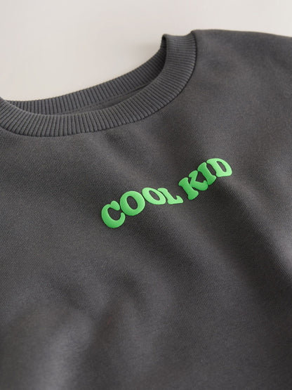 Charcoal Grey Cool Kid Printed Crew Neck Sweat Top (3mths-7yrs) - image 4