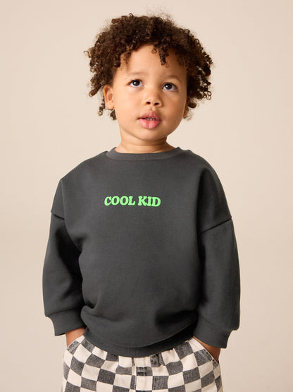 Charcoal Grey Cool Kid Printed Crew Neck Sweat Top (3mths-7yrs) - image 5