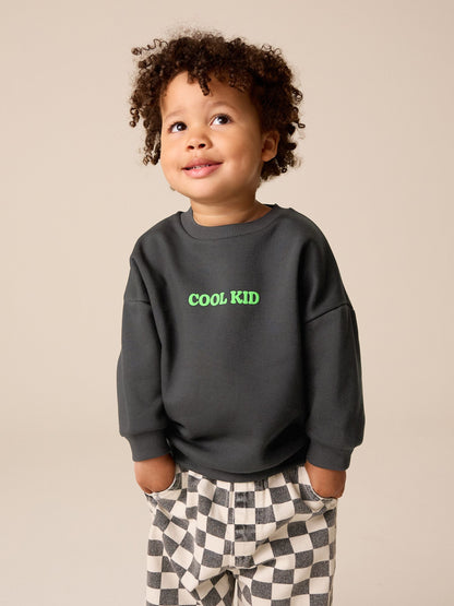 Charcoal Grey Cool Kid Printed Crew Neck Sweat Top (3mths-7yrs) - image 6