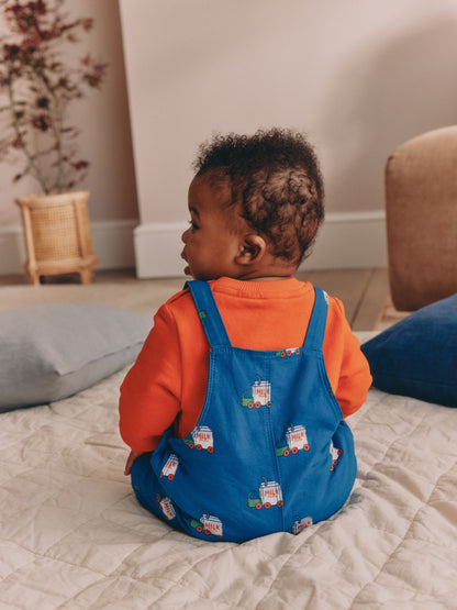 Dsiney Kidz - Blue/Red Milk Truck Baby Twill Dungarees and Bodysuit Set (0mths-2yrs) image 3