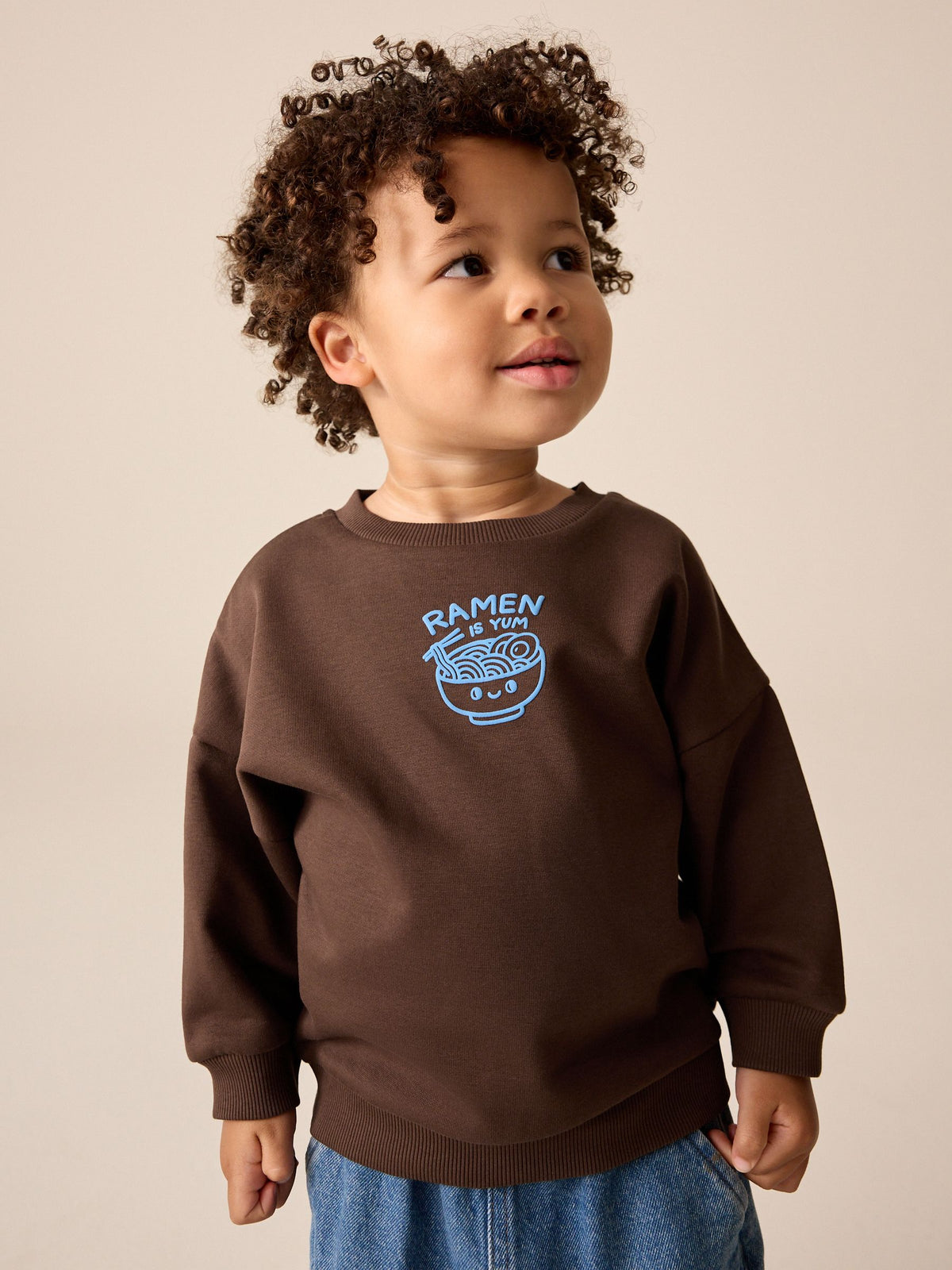 Chocolate Brown Ramen Printed Crew Neck Sweat Top (3mths-7yrs) - image 2