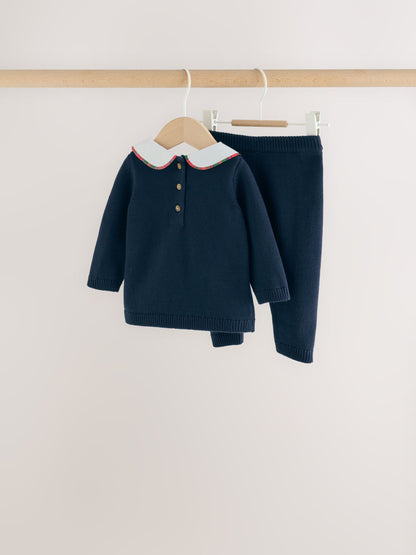 Navy Blue Bear Knitted Jumper and Leggings Baby Set (0mths-2yrs) - image 2