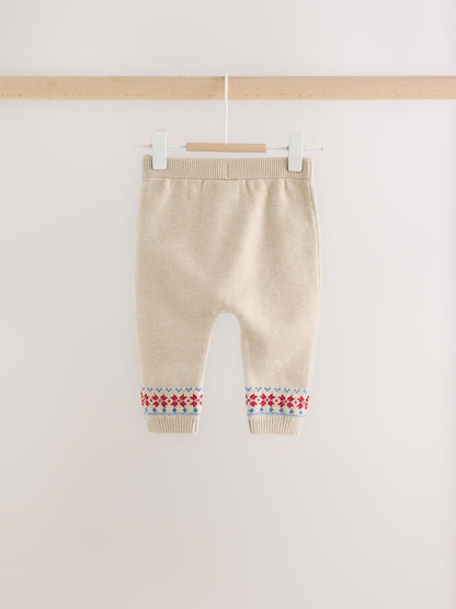 Neutral/Red Bear Ski Scene Baby Knitted Jumper and Leggings Set (0mths-2yrs) - image 3