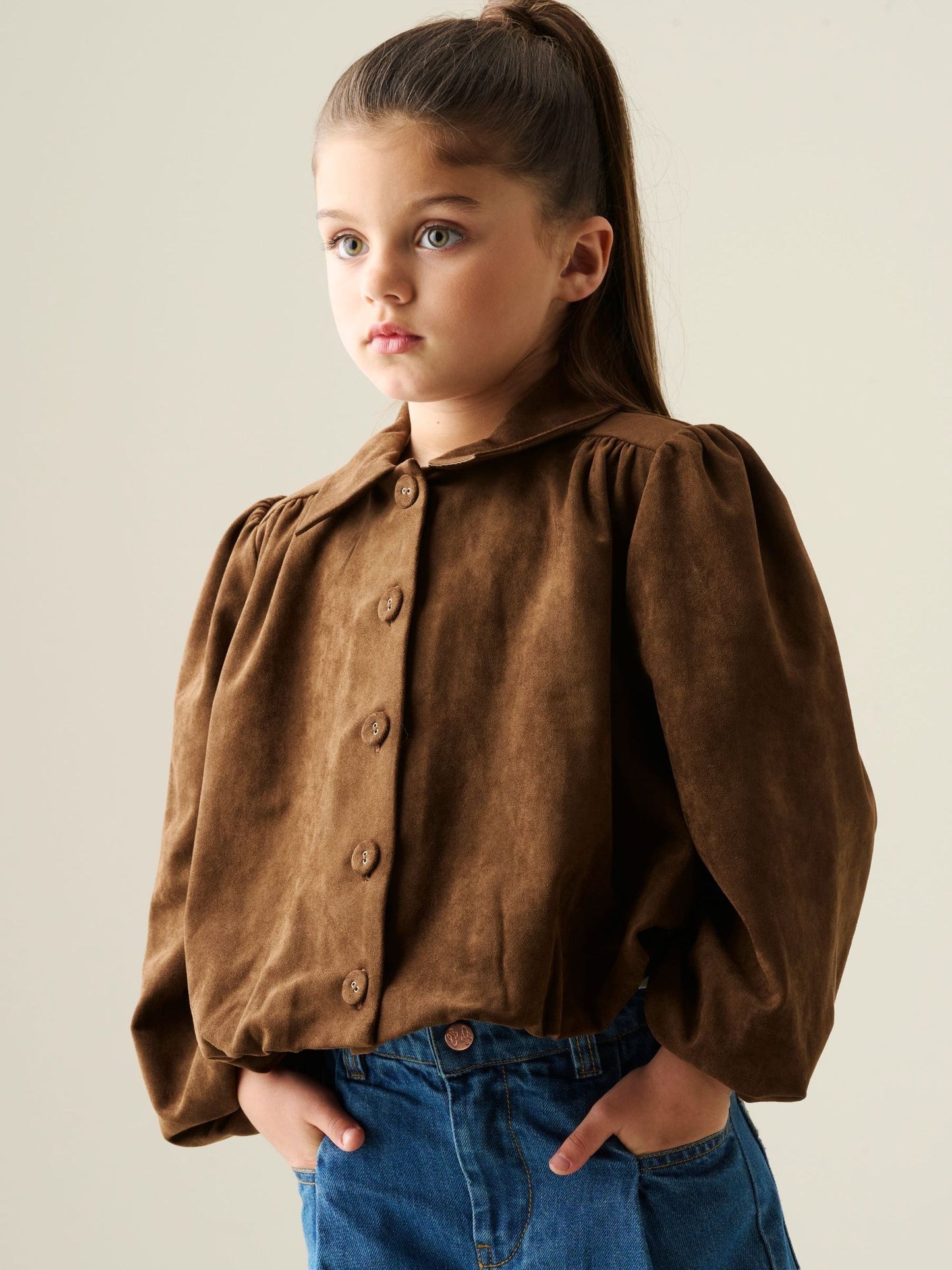 Dsiney Kidz - Angel & Rocket Brown Maia Suedette Balloon Hem Blouson Jacket image 1